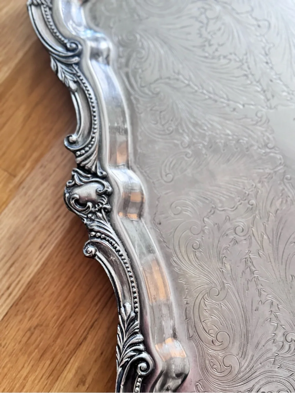 Big Victorian BSC Birmingham Silver Company Plate Serving Tray w Handles Feet